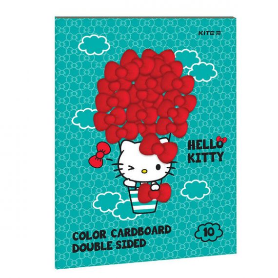 Картон кольоровий двосторонній А-4 10арк Hello Kitty Kite Картон кольоровий двосторонній А-4 10арк Hello Kitty Kite