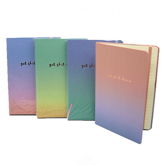 Блокнот на гумці А-5 40аркушів лінія, тверда обкладинка, кремовий блок, Градієнт Блокнот на гумці А-5 40аркушів лінія, тверда обкладинка, кремовий блок, Градієнт