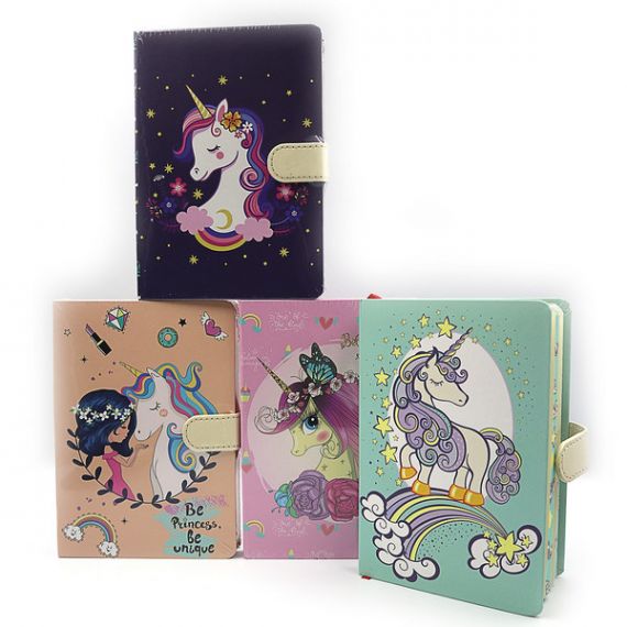 Блокнот на магніті А-5 144аркуші клітинка, тверда обкладинка кольорові торці Єдиноріг