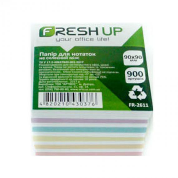 Бумага для заметок 90х90 900л цветная Микс н/кл.,инд.уп. Fresh Бумага для заметок 90х90 900л цветная Микс н/кл.,инд.уп. Fresh