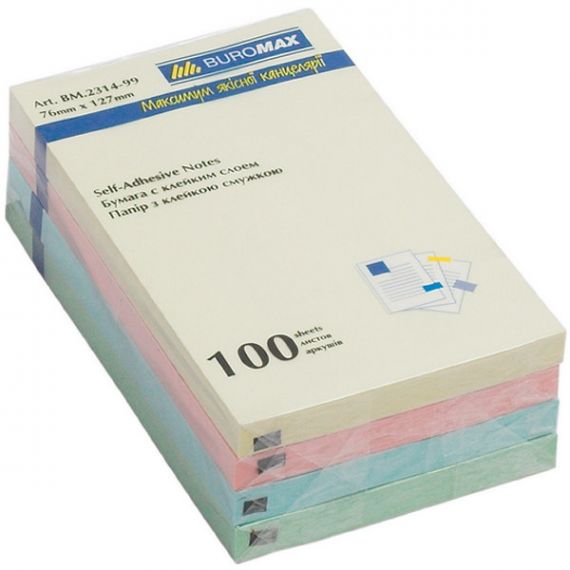 Папір для нотаток кл 127х76/100арк mix BM Папір для нотаток кл 127х76/100арк mix BM