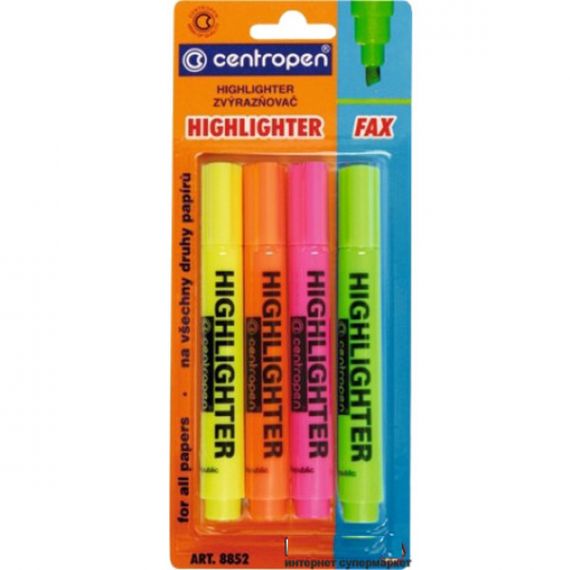 Набор маркеров текстовых Centropen Fax 4 цвета (увеличенный объем чернил) 1-4,6мм Набор маркеров текстовых Centropen Fax 4 цвета (увеличенный объем чернил) 1-4,6мм