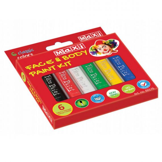 Краски для грима металлик MAXI стандарт (набор 6шт) Краски для грима металлик MAXI стандарт (набор 6шт)