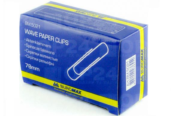Скрепка 78мм овальная 50шт Buromax волна Скрепка 78мм овальная 50шт Buromax волна