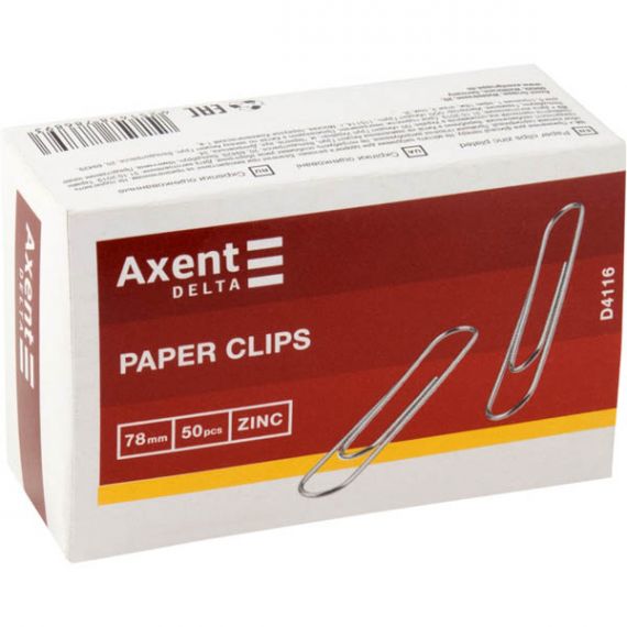 Скрепка 78мм овальная 50шт Delta by Axent оцинкованная Скрепка 78мм овальная 50шт Delta by Axent оцинкованная
