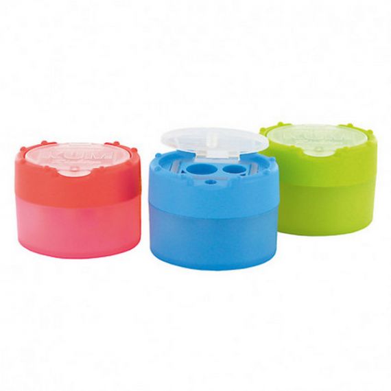 Точилка KUM пластиковая с контейнером 2 отверствия (стандарт+jambo) Click Clack K2 Pop микс Точилка KUM пластиковая с контейнером 2 отверствия (стандарт+jambo) Click Clack K2 Pop микс