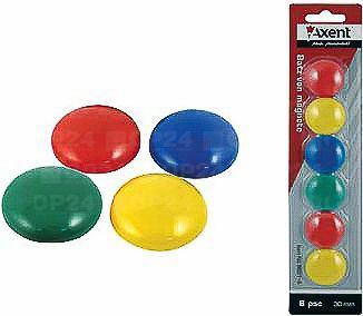 Набір магнітів для дошок 3см 6шт кольорові Axent Набір магнітів для дошок 3см 6шт кольорові Axent
