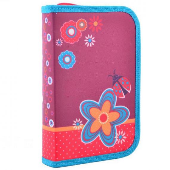 Пенал Smart 1отделение без наполнения, Flowers red, розовый Пенал Smart 1отделение без наполнения, Flowers red, розовый