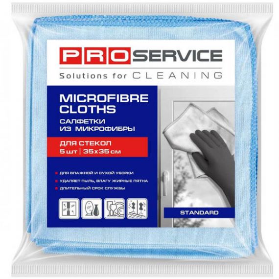Салфетки для уборки, микрофибра, стекло и зеркало 35х35см 5шт (цена за 1шт) PRO Салфетки для уборки, микрофибра, стекло и зеркало 35х35см 5шт (цена за 1шт) PRO