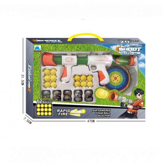 Пістолет іграшковий, стріляє м'якими м'ячиками з мішенями Пістолет іграшковий, стріляє м'якими м'ячиками з мішенями
