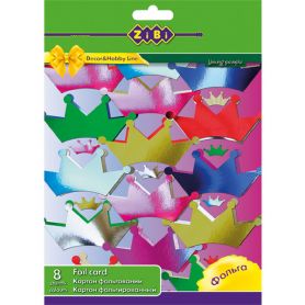 Картон кольоровий фольгований А-4 8арк 8 кольорів Zibi Картон кольоровий фольгований А-4 8арк 8 кольорів Zibi