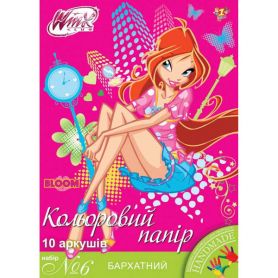 Бумага цветная бархатная А-4 10л. 1Вересня Бумага цветная бархатная А-4 10л. 1Вересня