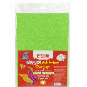 Картон з глітером А-4 флуоресцентний м'ятний 5шт/уп MAXI Картон з глітером А-4 флуоресцентний м'ятний 5шт/уп MAXI