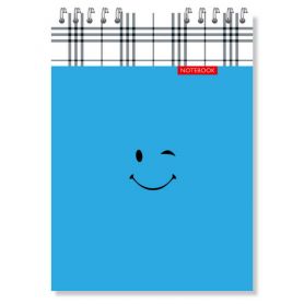 Блокнот А-5 48аркушів клітинка, спіраль верхня, картонна обкладинка Смайл на блакитному Поліграфіст Блокнот А-5 48аркушів клітинка, спіраль верхня, картонна обкладинка Смайл на блакитному Поліграфіст