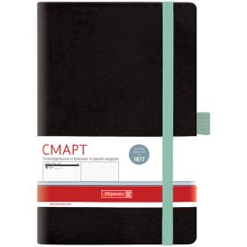 Еженедельник Brunnen А-5- Смарт Strong на резинке, черный с мятным срезом