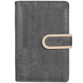 Бизнес-организатор 130х190мм на магните, комбинированная обложка, фактура- пробка, серый