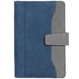 Бизнес-организатор, магнитная застежка, искусственная кожа, на кольцах, комбинированная обложка, сине-серый, 130*190 мм