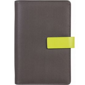 Бизнес-организатор 130х190мм на магните, комбинированная обложка, коричнево-салатовый