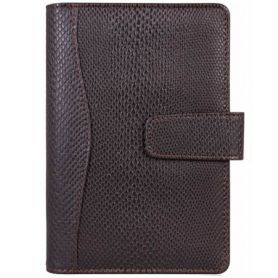 Бизнес-организатор 130х190мм на магните, искусственная кожа фактура-змея, черно-коричневый