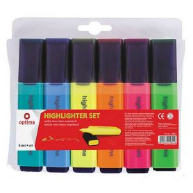 Набор маркеров текстовых Optima 6 цветов в пластиковом футляре 1-4мм Набор маркеров текстовых Optima 6 цветов в пластиковом футляре 1-4мм