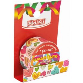 Стрічка клейка паперова 2см*3м з принтом Сердечки Стрічка клейка паперова 2см*3м з принтом Сердечки