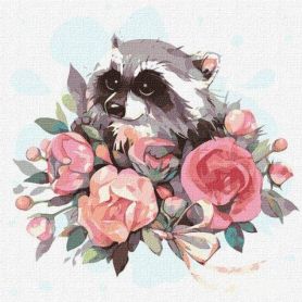 Картина по номерам 30х30см Цветущий енот Картина по номерам 30х30см Цветущий енот