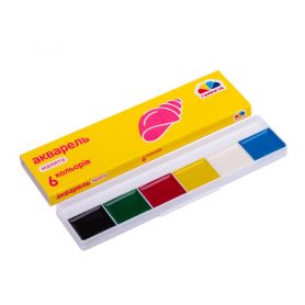 Акварель 6 кольорів Малята Гамма UA Нововолинськ в картоні, без пензлика Акварель 6 кольорів Малята Гамма UA Нововолинськ в картоні, без пензлика