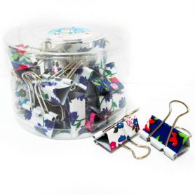 Біндер 19мм кольоровий мікс Квіти Біндер 19мм кольоровий мікс Квіти