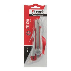 Нож канцелярский 18мм корпус пластиковый, металлические направлящие, резиновые вставки, винтовой фиксатор, доп. нож Axent Нож канцелярский 18мм корпус пластиковый, металлические направлящие, резиновые вставки, винтовой фиксатор, доп. нож Axent