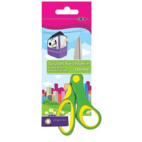 Ножницы 12,6см детские с резиновыми вставками салатовые ZiBi на блистере Ножницы 12,6см детские с резиновыми вставками салатовые ZiBi на блистере