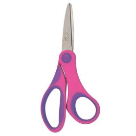 Ножницы 12,6см детские с резиновыми вставками розовые ZiBi на блистере