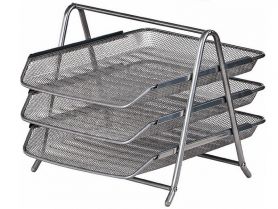 Лоток горизонтальний 3-х ярусний металевий сітка сріблястий Buromax Лоток горизонтальний 3-х ярусний металевий сітка сріблястий Buromax