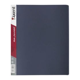 Папка пластикова А-4 4 кільця, торець 35мм 2 кишені Axent сіра