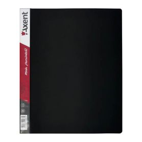 Папка пластикова А-4 4 кільця, торець 35мм 2 кишені Axent чорна