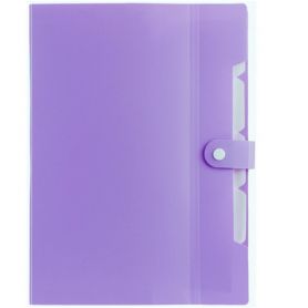 Папка пластиковая А-4 6 отд. на кнопке Optima лавандовая, разделители салатовые Папка пластиковая А-4 6 отд. на кнопке Optima лавандовая, разделители салатовые