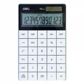 Калькулятор Deli 12р бухг. 2эл.живлення, бесшовные кнопки, белый, 165х103х12,0мм Калькулятор Deli 12р бухг. 2эл.живлення, бесшовные кнопки, белый, 165х103х12,0мм
