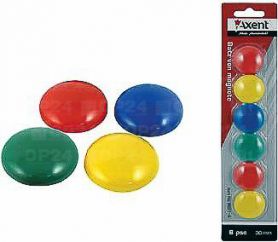 Набір магнітів для дошок 3см 6шт кольорові Axent Набір магнітів для дошок 3см 6шт кольорові Axent