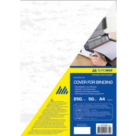 Обложка А-4 для переплета 250гр.картонна под кожу белая BuroMax Обложка А-4 для переплета 250гр.картонна под кожу белая BuroMax