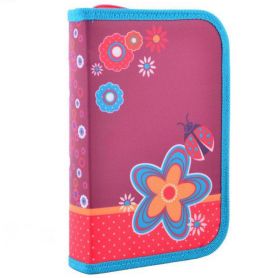 Пенал Smart 1отделение без наполнения, Flowers red, розовый Пенал Smart 1отделение без наполнения, Flowers red, розовый