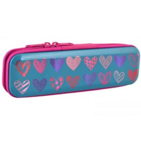 Пенал 1Вересня на молнии, металлический, Colorful heart, бирюзовый Пенал 1Вересня на молнии, металлический, Colorful heart, бирюзовый