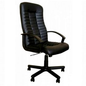 Крісло Boss пласт. підлок. і хрестовина, чорний, шкіра