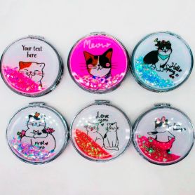 Зеркальце круглое компактное Котики