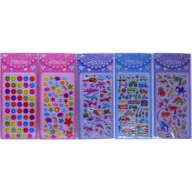 Набір наклейок об'ємних 6,5*20см Звірі, фрукти, смайли, транспорт