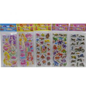 Набір наклейок об'ємних 8*23см Динозаври, квіти, мото