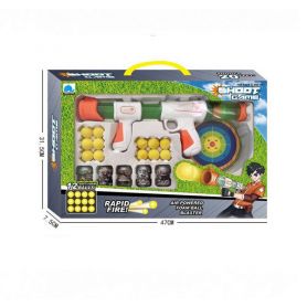 Пістолет іграшковий, стріляє м'якими м'ячиками з мішенями