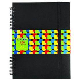 Тетрадь спираль А-4 100л офс/кл пластик на резинке Economix Тетрадь спираль А-4 100л офс/кл пластик на резинке Economix